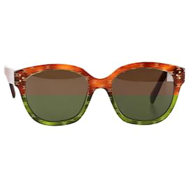 Céline-Celine Oversized Triomphe Monogram Sunglasses In Brown Acetate-Brown,Red