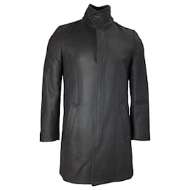 Saint Laurent- Saint Laurent Hidden Closure Overcoat in Black Wool-Black