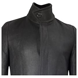 Saint Laurent- Saint Laurent Hidden Closure Overcoat in Black Wool-Black