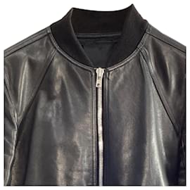 Rick Owens-Veste bomber zippée Rick Owens en cuir noir-Noir