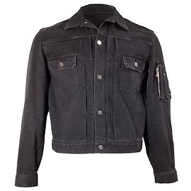 Dior Buttoned Jacket with Arm Pockets in Black Cotton Denim Black