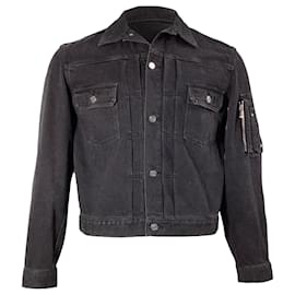 Dior-Veste à boutons Dior avec poches pour les bras en denim noir-Noir