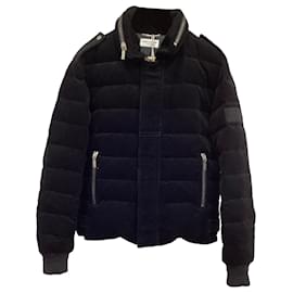 Saint Laurent- Saint Laurent  Zipped Down Jacket in Black Corduroy-Black