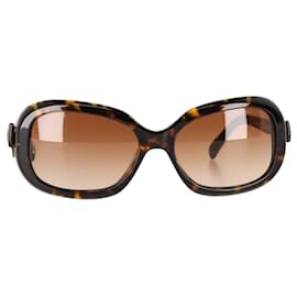 Chanel-Chanel 2000s CC Square-Frame Sunglasses in Brown Acetate-Brown,Red