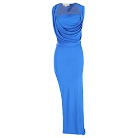Stella Mc Cartney- Stella Mccartney Draped Maxi Gown Dress in Blue Viscose-Blue