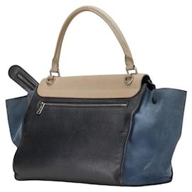 Céline-Celine Tricolor Leather Trapeze 2way Bag-Brown,Beige