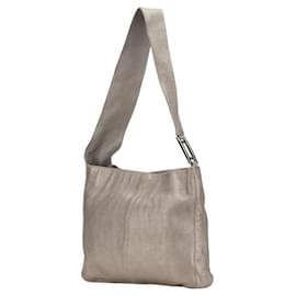 Fendi-Fendi Leather Shoulder Bag Gray-Grey