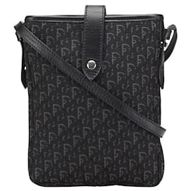 Christian Dior-Dior Trotter Canvas Leather Shoulder Bag-Black