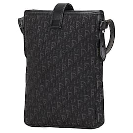 Christian Dior-Dior Trotter Canvas Leather Shoulder Bag-Black