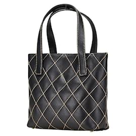 Chanel-Sac tote Chanel en cuir d'agneau avec le logo Coco et couture sauvage 7番台-Noir
