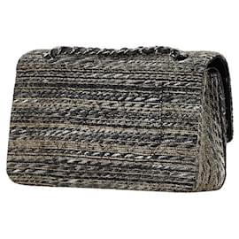 Chanel-Chanel Tweed Leather Coco Mark Double Flap 2way Bag 10 series-Black