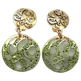 Autre Marque-Jacky de G - Engraved You Me Love Heart Side in old gold shades-Golden,Gold hardware
