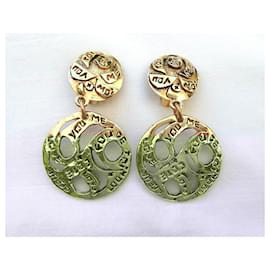 Autre Marque-Jacky de G - Engraved You Me Love Heart Side in old gold shades-Golden,Gold hardware