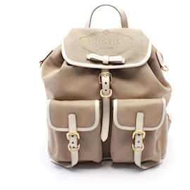 Prada-Prada LOGO JACQUARD Leather Jacquard Backpack 1BZ006-Brown