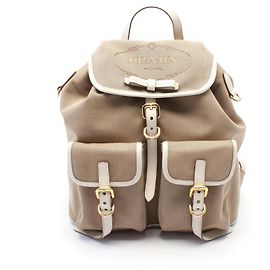 Mochila de couro jacquard LOGO da Prada 1BZ006 Marrom