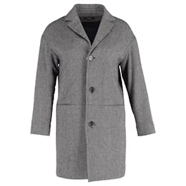 Apc- A.P.C. Buttoned Tweed Coat in Black Wool-Black