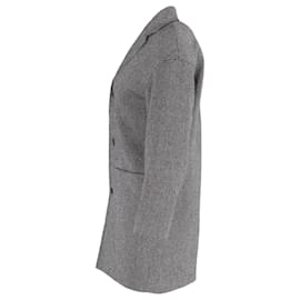 Apc- A.P.C. Buttoned Tweed Coat in Black Wool-Black