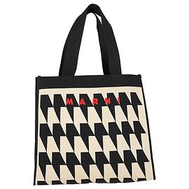 Marni Houndstooth Jacquard Tote In Multicolor Canvas Multiple colors
