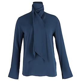 Joseph-Joseph Bethan Tie-Neck Blouse In Blue Silk-Blue