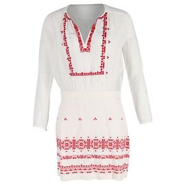 Robe Mini Brodée Vanessa Bruno en Coton Blanc Blanc