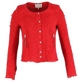 Iro Agnette Distressed Jacket in Red Tweed Red Dark red