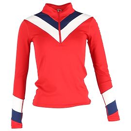 Perfect Moment Chevron Thermal Half Zip Top in Red Polyester Red