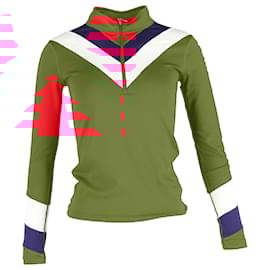 Perfect Moment-Perfect Moment Chevron Thermal Half Zip Top in Red Polyester-Red