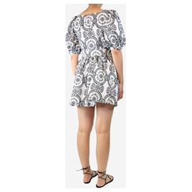 Autre Marque-White and navy broderie anglaise mini dress - UK 12-White