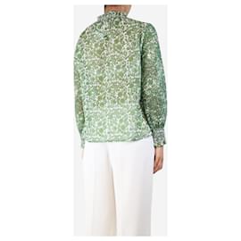 Autre Marque-Green and white floral printed blouse - size UK 12-Green