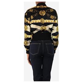 Autre Marque-Black silk printed jacket - size UK 6-Black