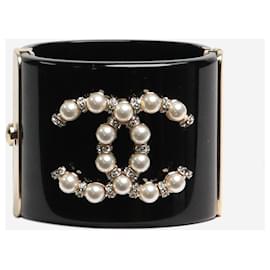 Chanel-Bracelet CC en résine perle noire-Noir
