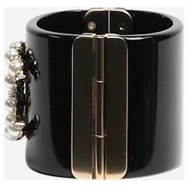 Chanel-Black pearl resin CC cuff-Black