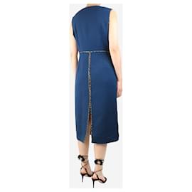 Fendi-Sleeveless monogram print midi dress - size UK 12-Blue