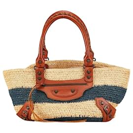 Balenciaga-Sac fourre-tout en raffia rayé neutre-Autre