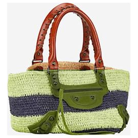 Balenciaga-Sac fourre-tout en raffia rayé neutre-Autre