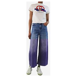 Karl Lagerfeld-Navy blue wide-leg patch jeans - size UK 6-Blue