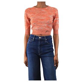 Ganni Orange Intarsia-Strick-Crop-Top - Größe XXS Orange