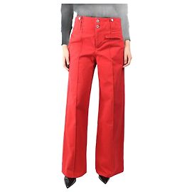 Isabel Marant Pantalones de pierna ancha de sarga de algodón rojo - talla UK 12 Roja