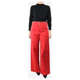 Isabel Marant-Red cotton-twill wide-leg trousers - size UK 12-Red