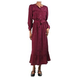 Soeur Lila Blumen-Jacquard-Midikleid - Größe UK 6 Lila