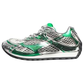 Bottega Veneta-Silver and green metallic Orbit sneakers - size EU 38-Silvery