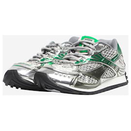 Bottega Veneta-Silver and green metallic Orbit sneakers - size EU 38-Silvery