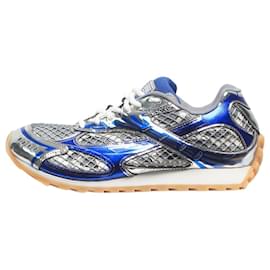 Bottega Veneta-Silver and blue metallic Orbit sneakers - size EU 38-Silvery