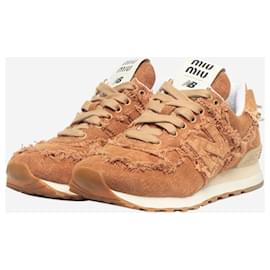 Autre Marque-Cognac 574 denim trainers - size EU 37-Brown