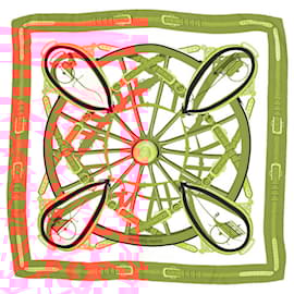 Hermès-Orange patterned silk scarf-Orange