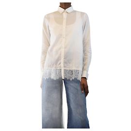 The Kooples Camisa com acabamento em renda branca - tamanho XXS Branco
