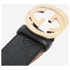 Gucci-Black Guccissima Interlocking G leather belt-Black