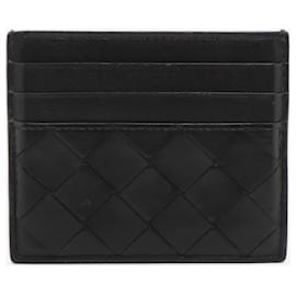 Bottega Veneta-Black Intrecciato leather cardholder-Black