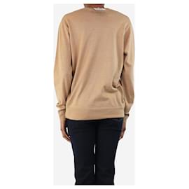 Dries Van Noten-Tan wool v-neck sweater - size XS-Brown