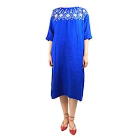 Autre Marque-Cobalt embroidered midi dress - size S-Blue